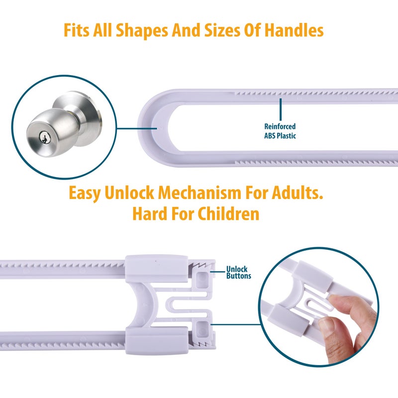 CUTESAFETY - Sliding Cabinet Locks Baby Proofing - Adjustable Child Safety Latches for Knobs & Handles - 10 Pack - No Adhesive Drilling or Tools - Gray - Image 4